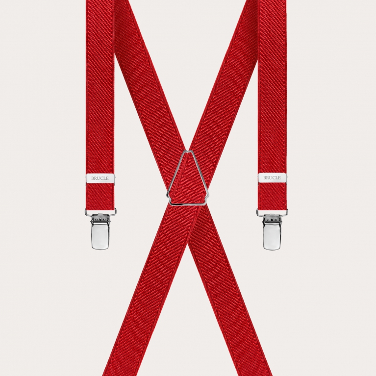 Unisex thin X-form red suspenders
