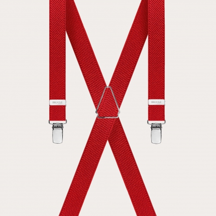 Unisex thin X-form red suspenders