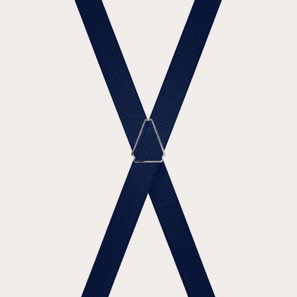Unisex thin X-form navy blue suspenders