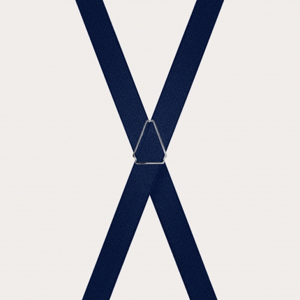 Unisex thin X-form navy blue suspenders