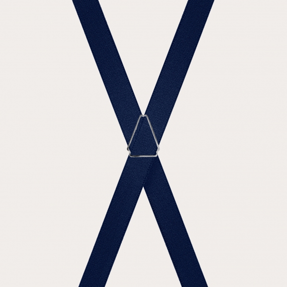 Unisex thin X-form navy blue suspenders