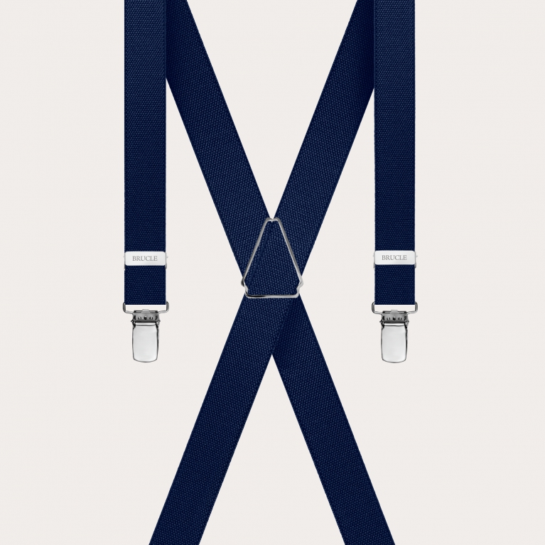 Unisex thin X-form navy blue suspenders