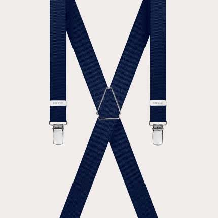 Unisex thin X-form navy blue suspenders