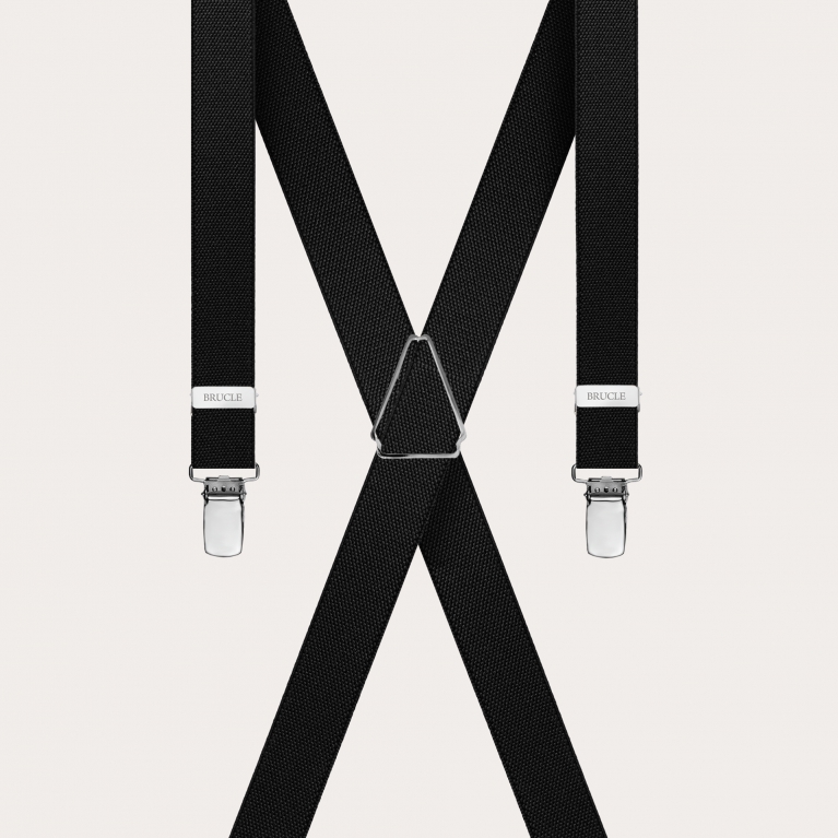 Unisex thin X-form black suspenders