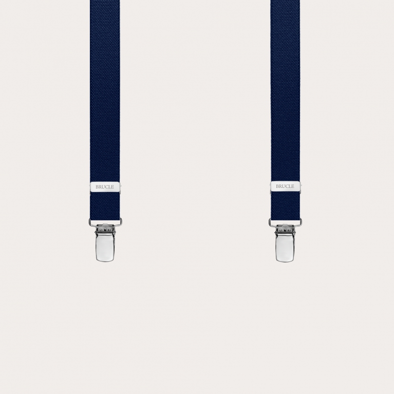 Dünne Y-Hosenträger für Damen und Herren, Navy blau