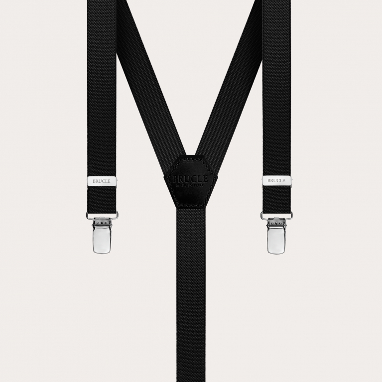 Thin Y suspenders for men and women, black