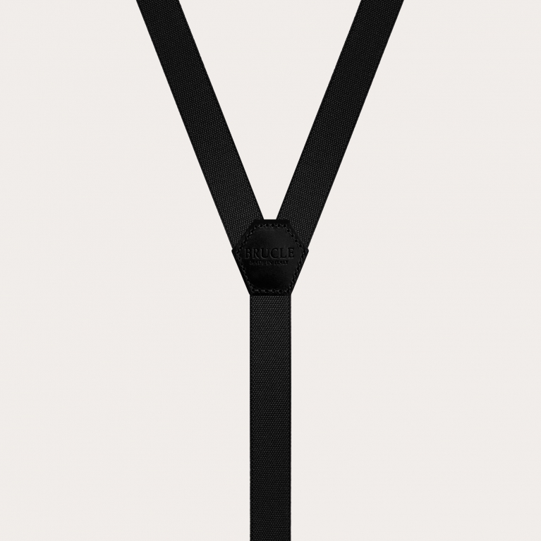 Schmale Unisex-Hosenträger in Y-Form für Kinder und Jugendliche, schwarz