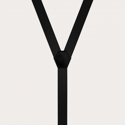Children's and teens' slim unisex Y-shaped suspenders, black