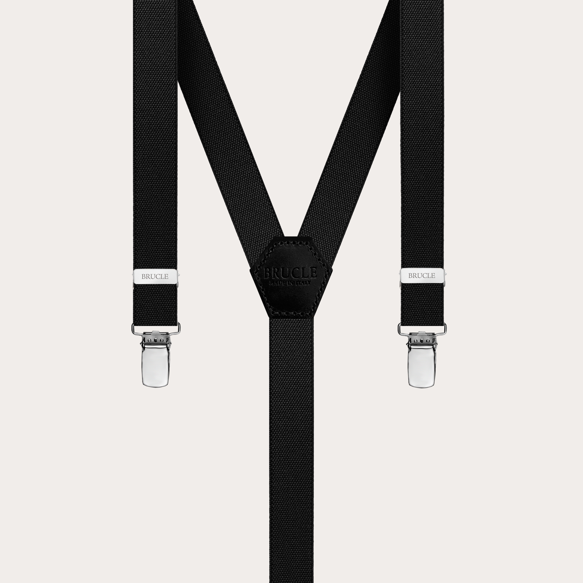 Children's and teens' slim unisex Y-shaped suspenders, black