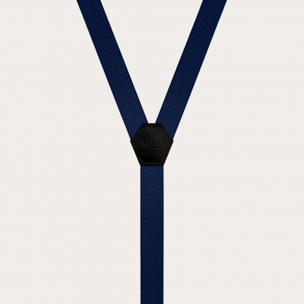 Children's and teens' slim unisex Y-shaped suspenders, navy blue