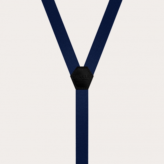 Children's and teens' slim unisex Y-shaped suspenders, navy blue