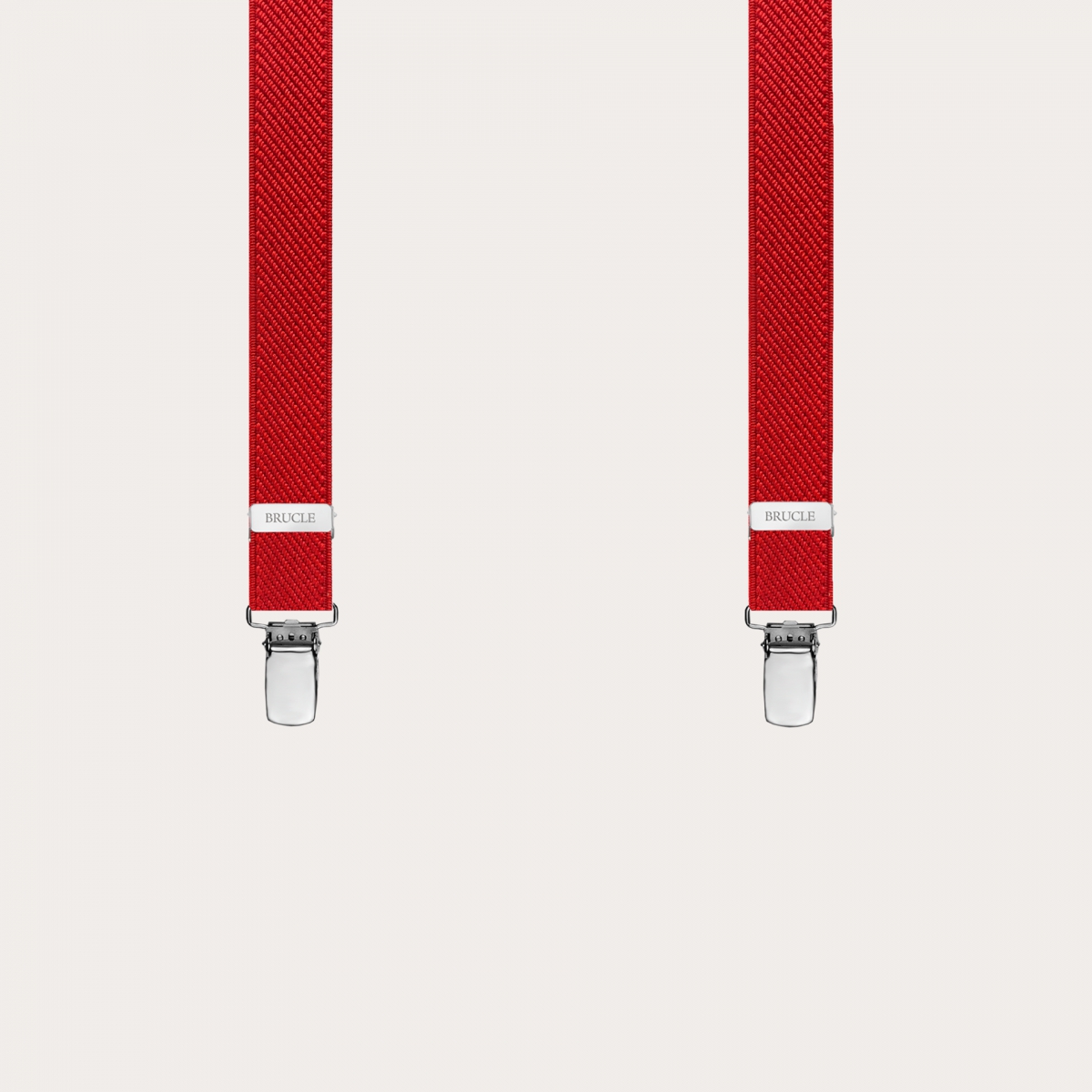 Children's and teens' slim unisex Y-shaped suspenders, red