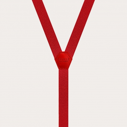 Children's and teens' slim unisex Y-shaped suspenders, red