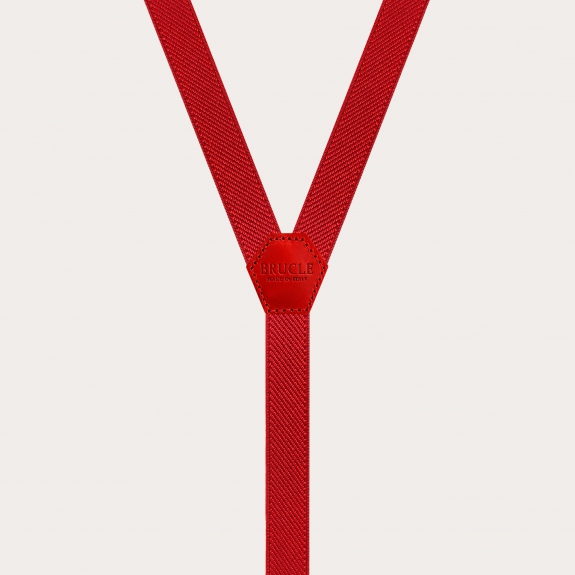 Schmale Unisex-Hosenträger in Y-Form für Kinder und Jugendliche, rot