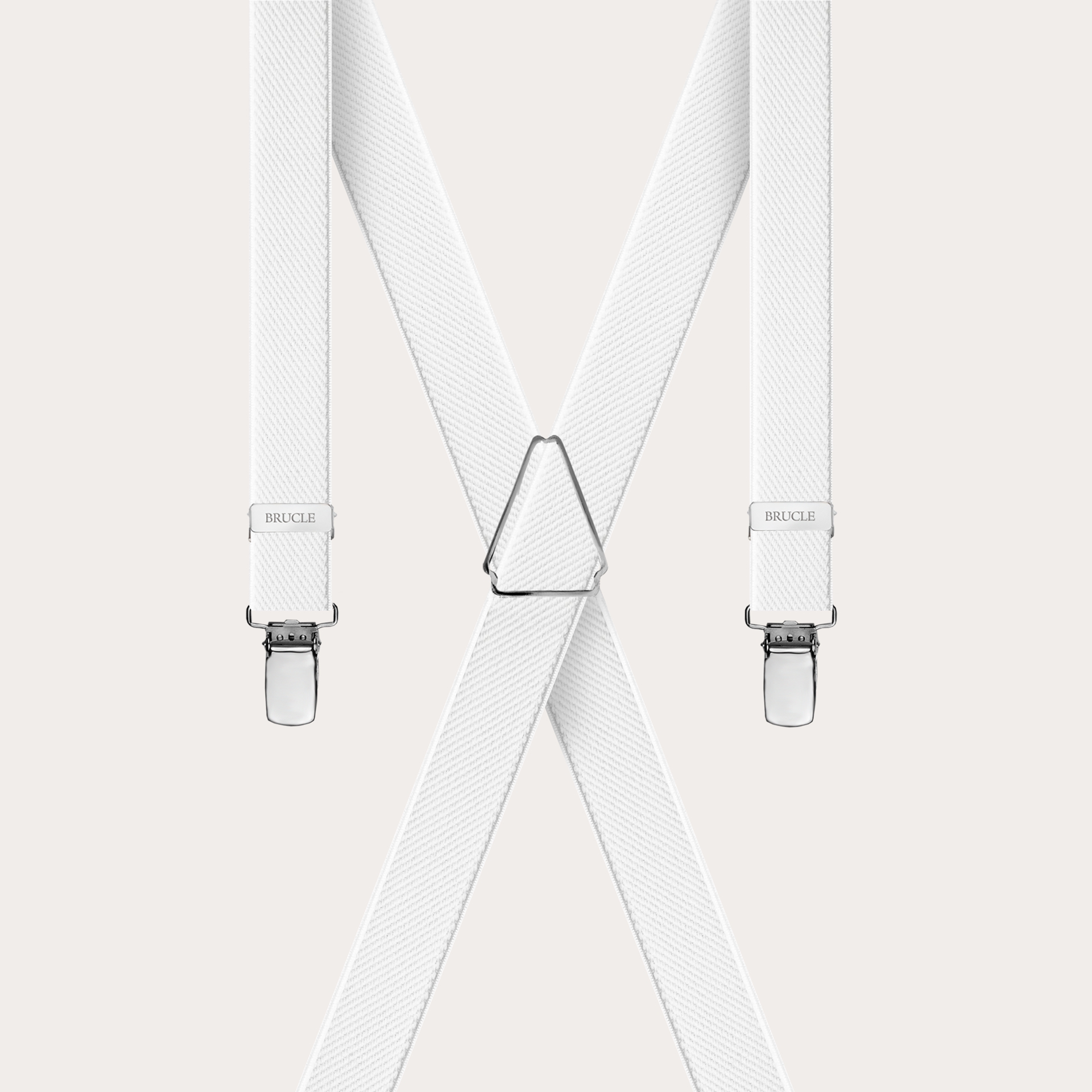 BRUCLE Unisex X-shaped suspenders for children and teenagers, white