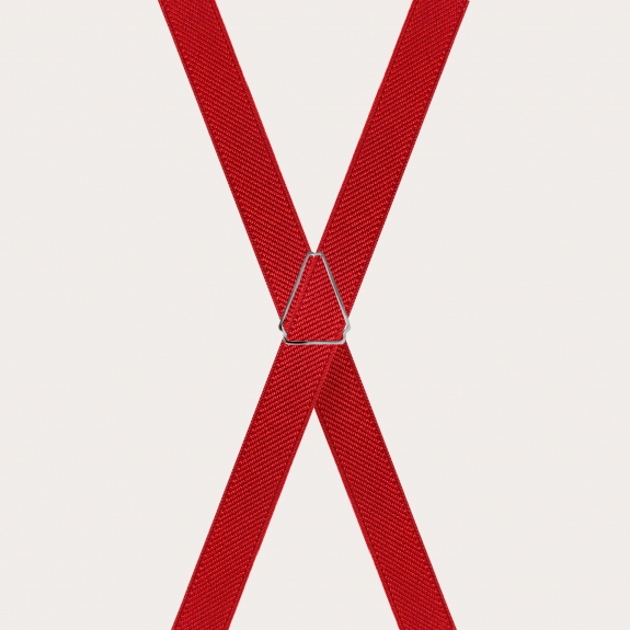 BRUCLE Hosenträger in X-Form für Kinder und Jugendliche, rot
