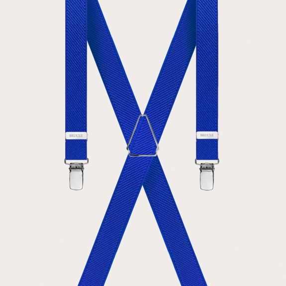 BRUCLE Unisex X-shaped suspenders for children and teenagers, royal blue