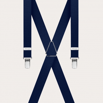 Elegant X-shaped suspenders for kids and teens, navy blue