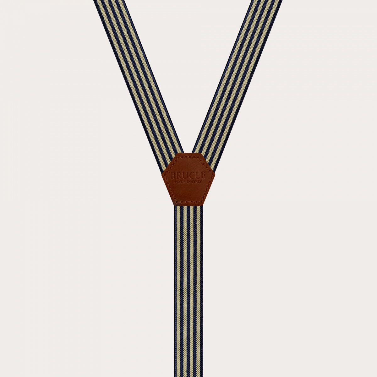 BRUCLE Unisex Y-shaped suspenders for children and teenagers with striped blue and yellow pattern