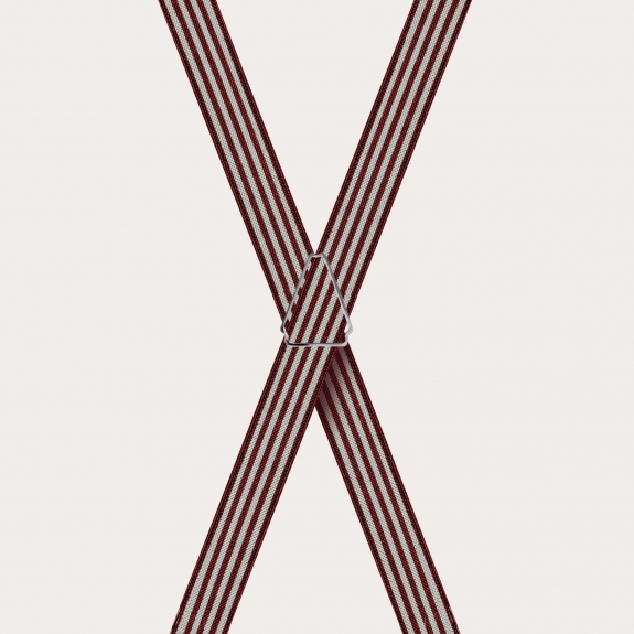 BRUCLE Bretelles en X à motif rayé, bordeaux et perle