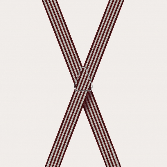 BRUCLE Tirantes en forma de X con estampado de rayas, burdeos y perla