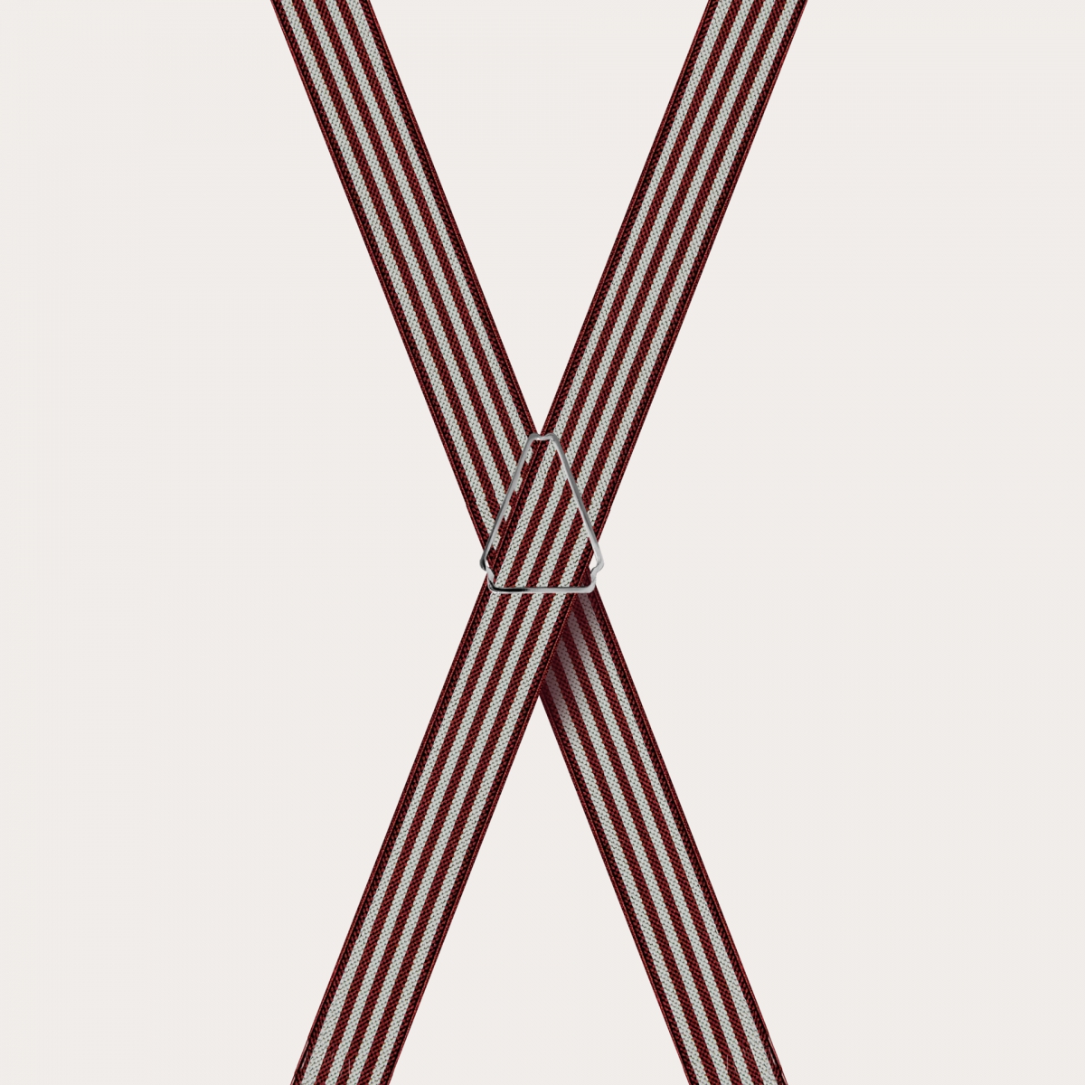 BRUCLE Tirantes en forma de X con estampado de rayas, burdeos y perla