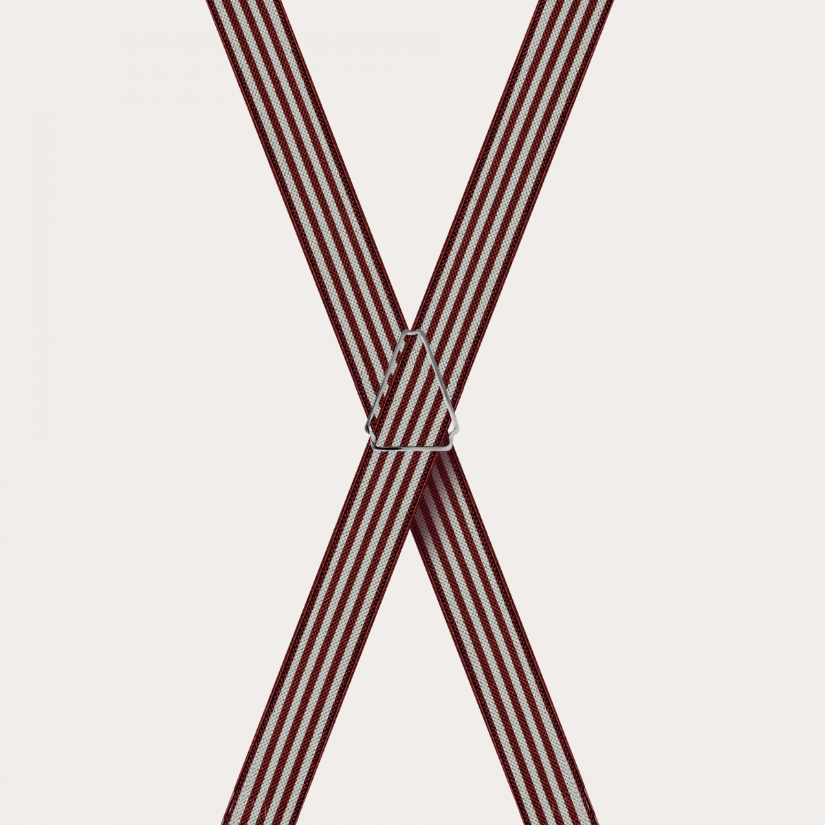 BRUCLE X-shaped suspenders with striped pattern, burgundy and pearl