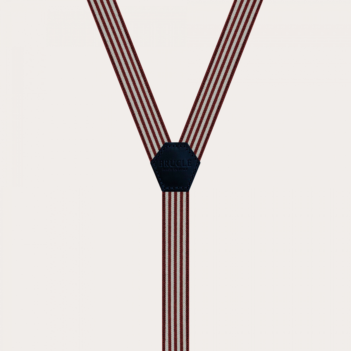 BRUCLE Unisex Y-shaped suspenders for kids and teens with stripes, burgundy and pearl