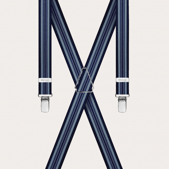 BRUCLE Striped elastic X-shaped braces, blue and light blue tones
