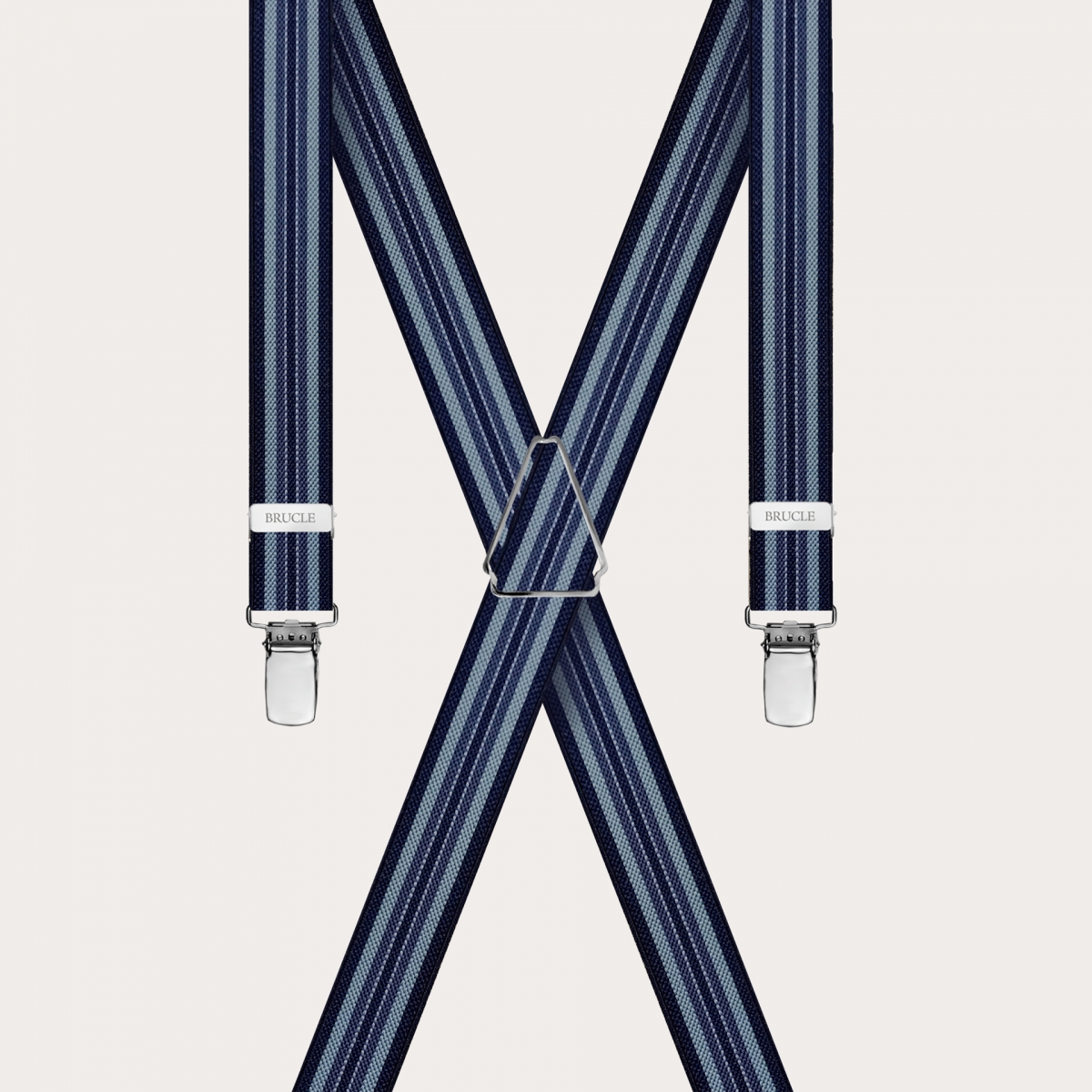 BRUCLE Striped elastic X-shaped braces, blue and light blue tones