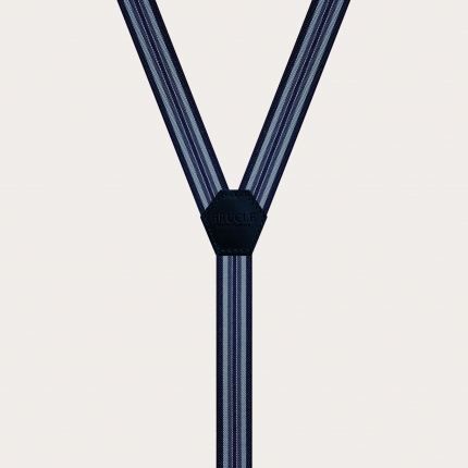 Bretelles fines en Y pour homme et femme à rayures, bleu et bleu clair