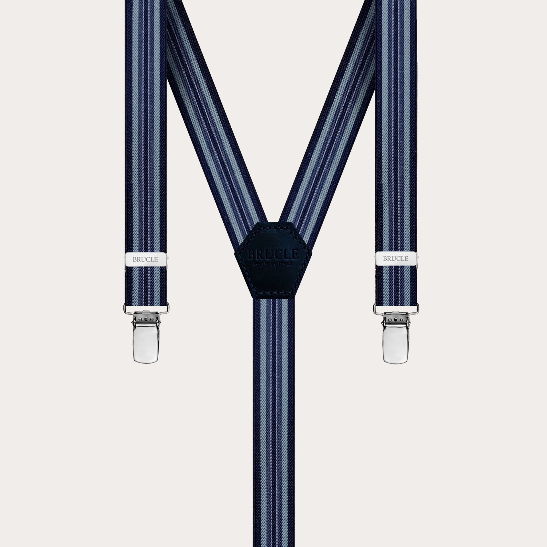 BRUCLE Bretelles unisex en Y pour enfants et ados à rayures, bleu et bleu clair