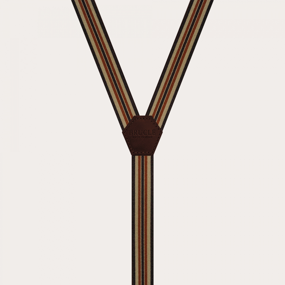 BRUCLE Y-shaped thin braces for men and women with stripes, brown and khaki
