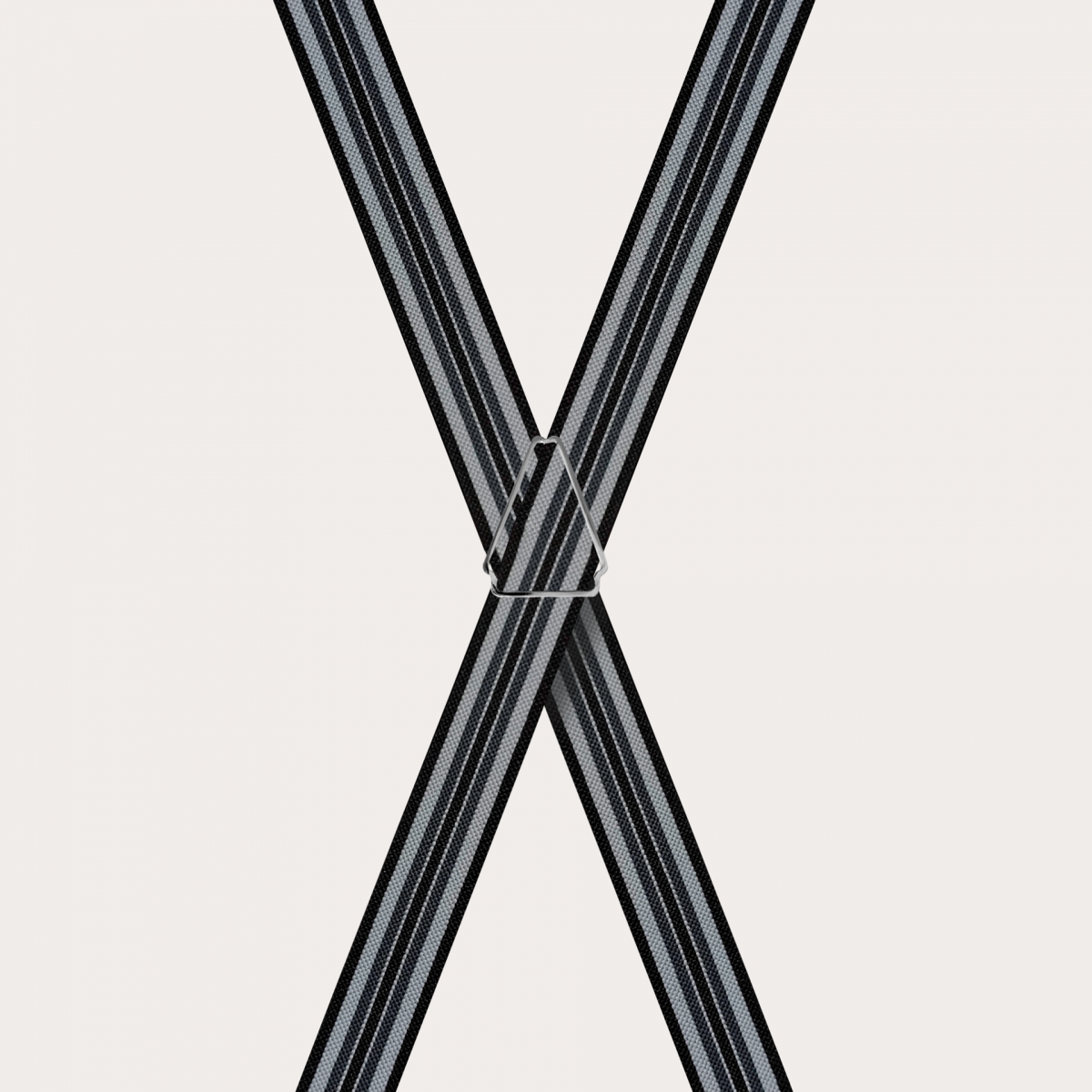 BRUCLE Eleganti bretelle a X a righe, toni di nero e grigio