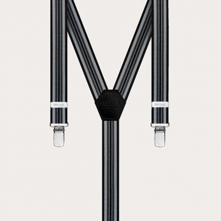 Thin unisex suspenders, black and grey