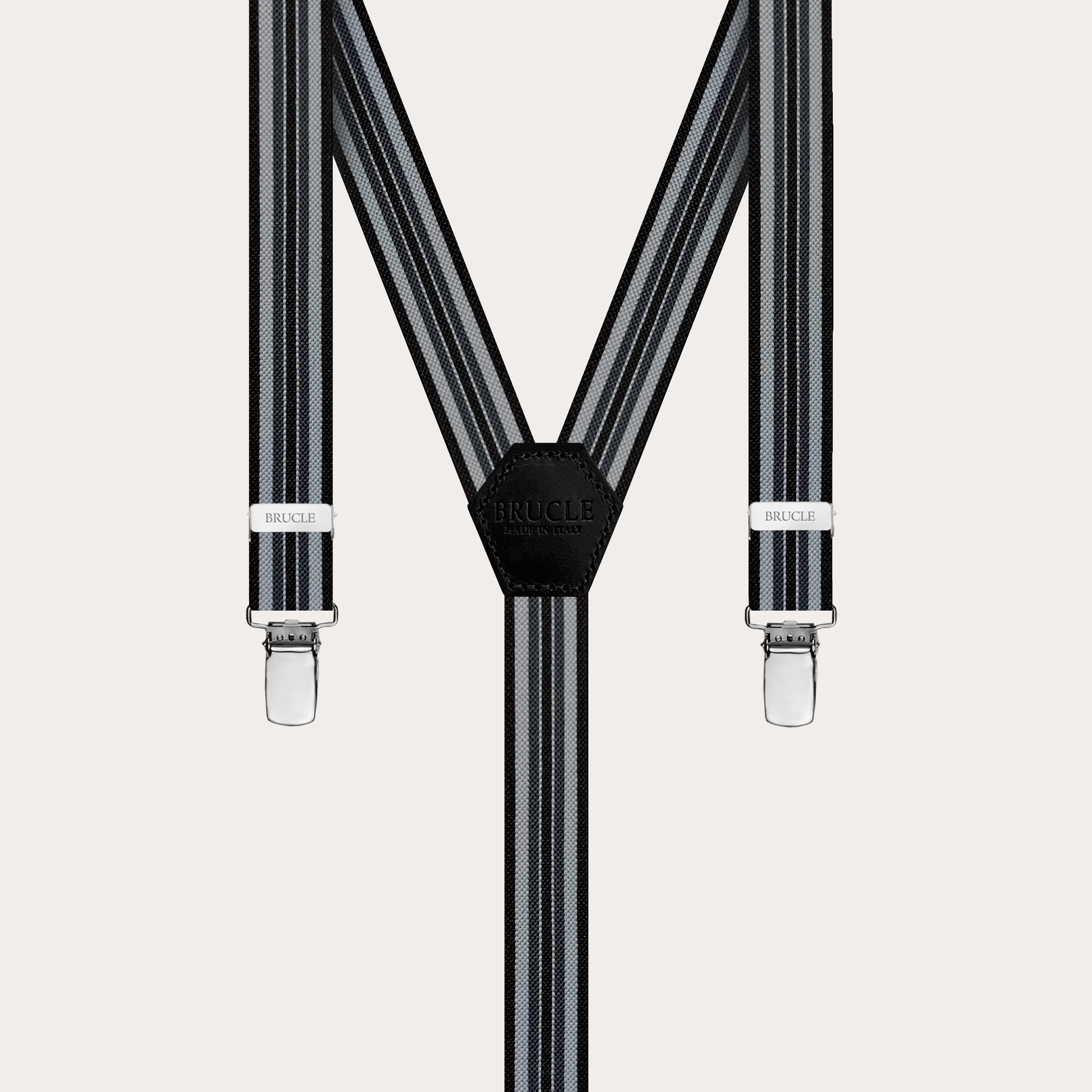 BRUCLE Thin unisex suspenders, black and grey