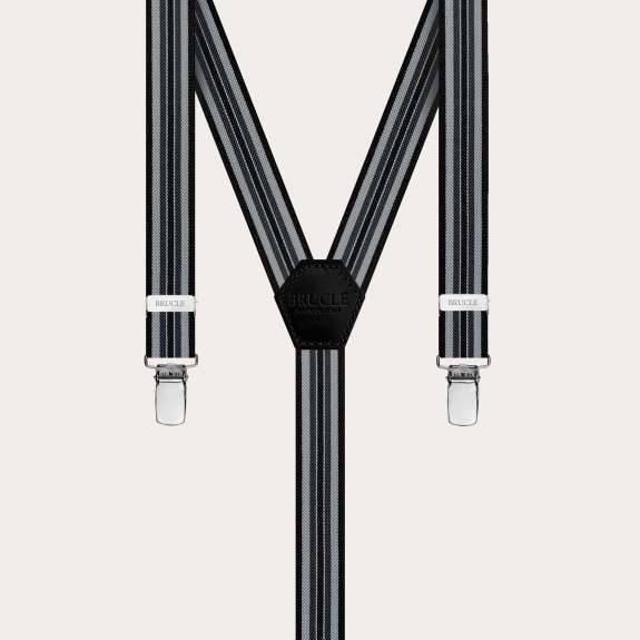 BRUCLE Thin unisex suspenders, black and grey