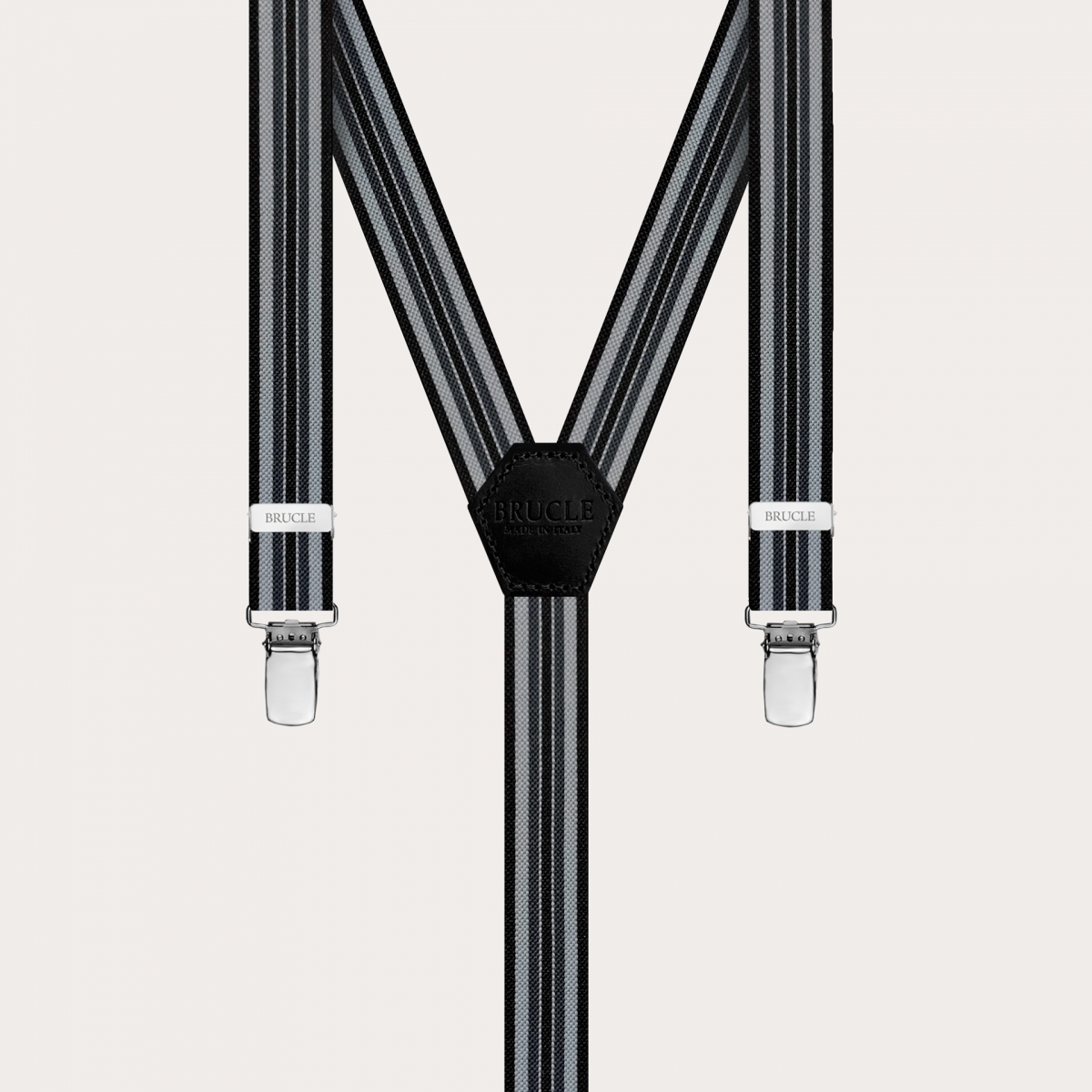 BRUCLE Thin unisex suspenders, black and grey