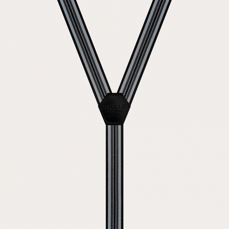 Thin unisex suspenders, black and grey