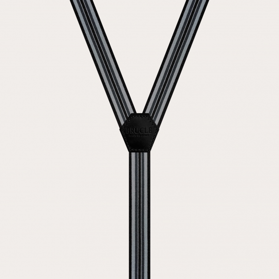 BRUCLE Thin unisex suspenders, black and grey