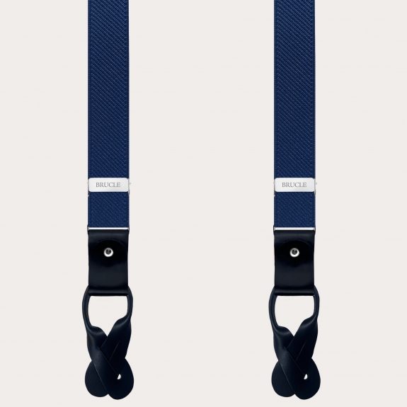 BRUCLE Elegant double use elastic suspenders, navy blue