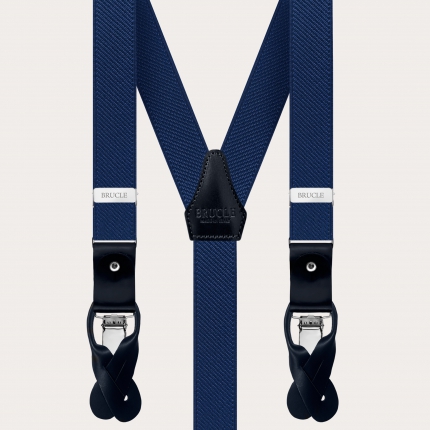 Elegant double use elastic suspenders, navy blue