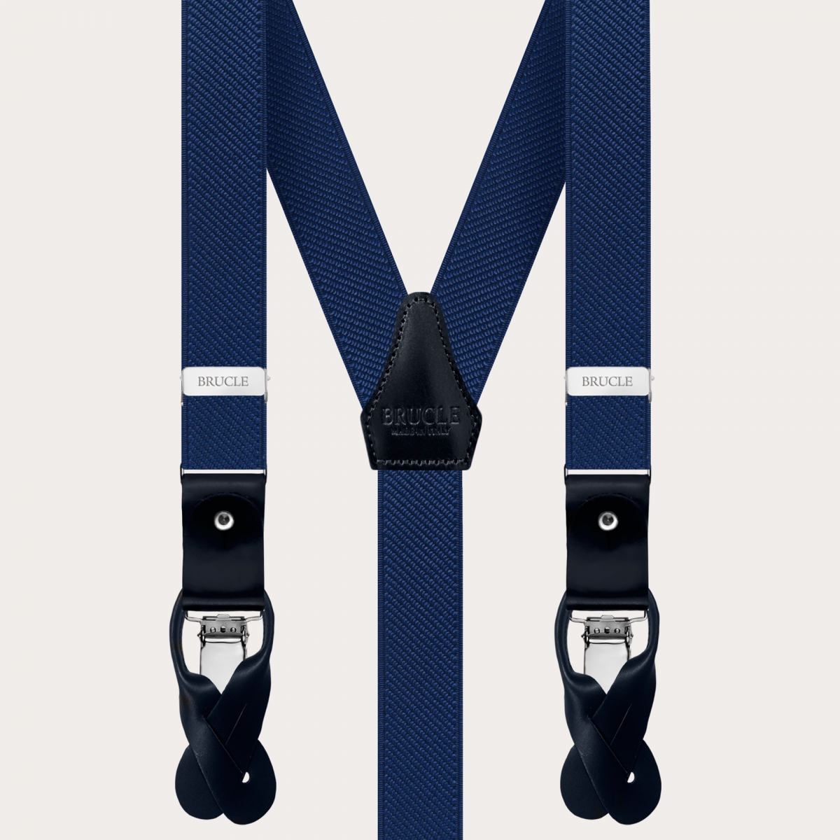 BRUCLE Elegant double use elastic suspenders, navy blue