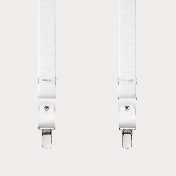 BRUCLE Elegant double use elastic suspenders, white