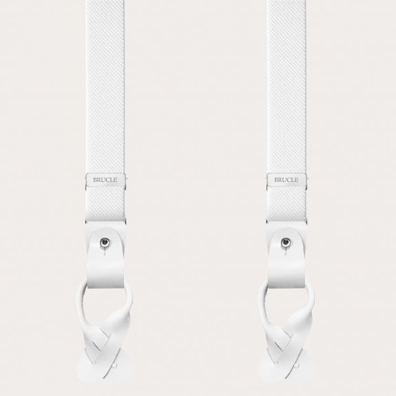 BRUCLE Elegant double use elastic suspenders, white