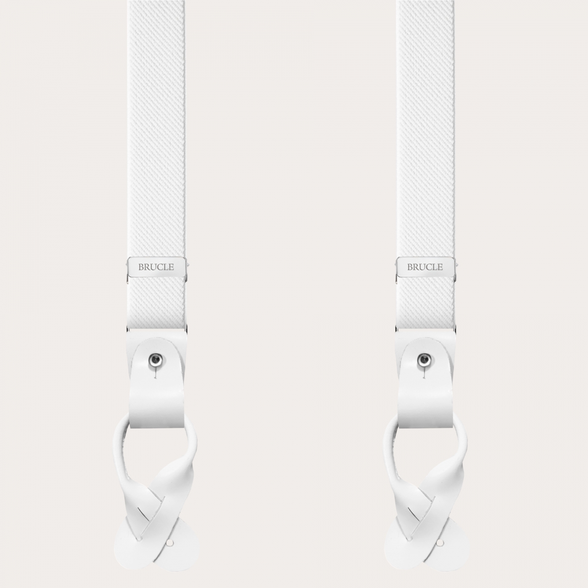 BRUCLE Elegant double use elastic suspenders, white