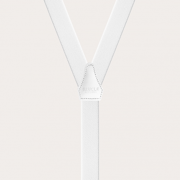 BRUCLE Elegante elastische Hosenträger mit doppeltem Verwendungszweck, Weiß