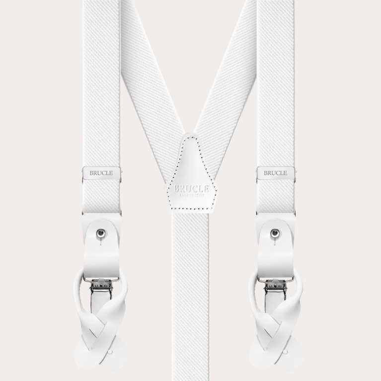 Elegant double use elastic suspenders, white