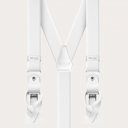 Elegante elastische Hosenträger mit doppeltem Verwendungszweck, Weiß