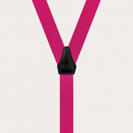 Elegant double use elastic suspenders, fuchsia